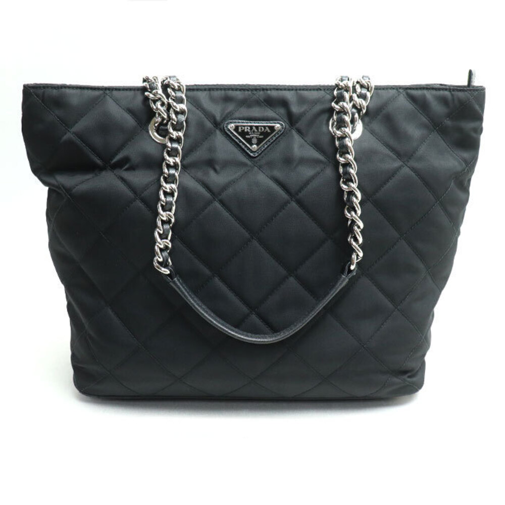 PRADA quilted chain tote bag black